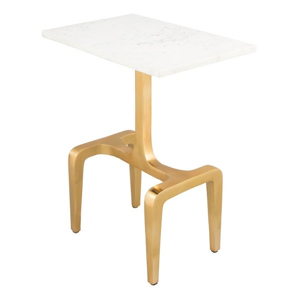 Clement Marble Side Table White and Gold