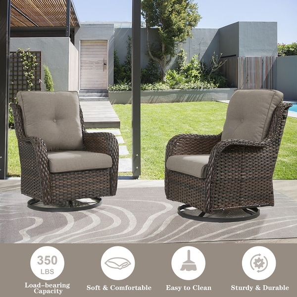 Outdoor Swivel Chairs with Sofa and Fire Pit Table