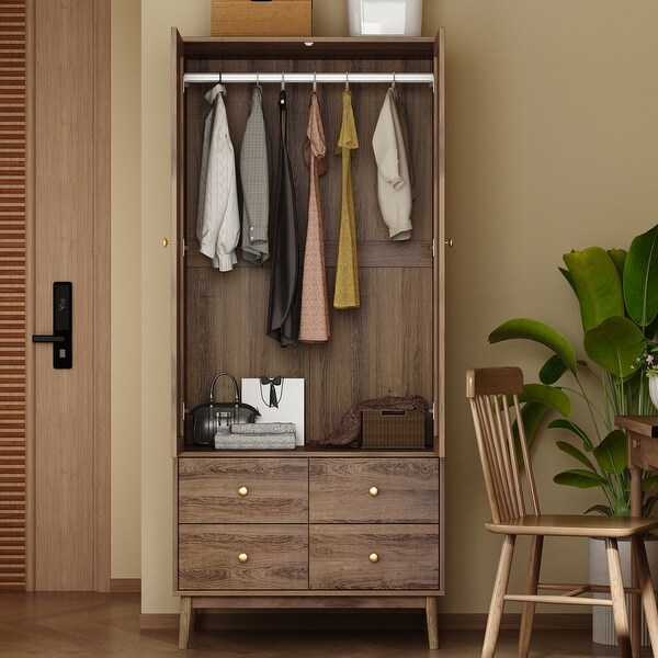 Large Capacity Armoire Wardrobe Rattan Multifunctional Storage Cabinet - - 37852156