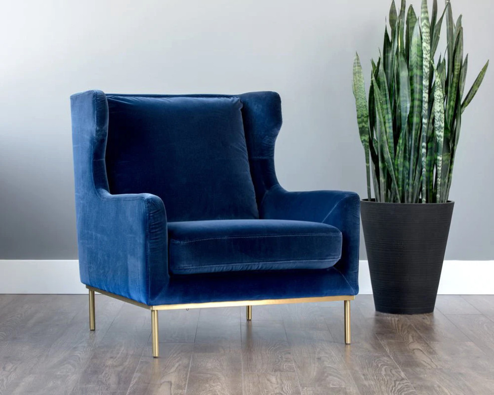 Leonius Lounge Chair   Evening Navy   Midcentury   Armchairs And Accent Chairs   by Rustic Home Furniture Deco  Houzz