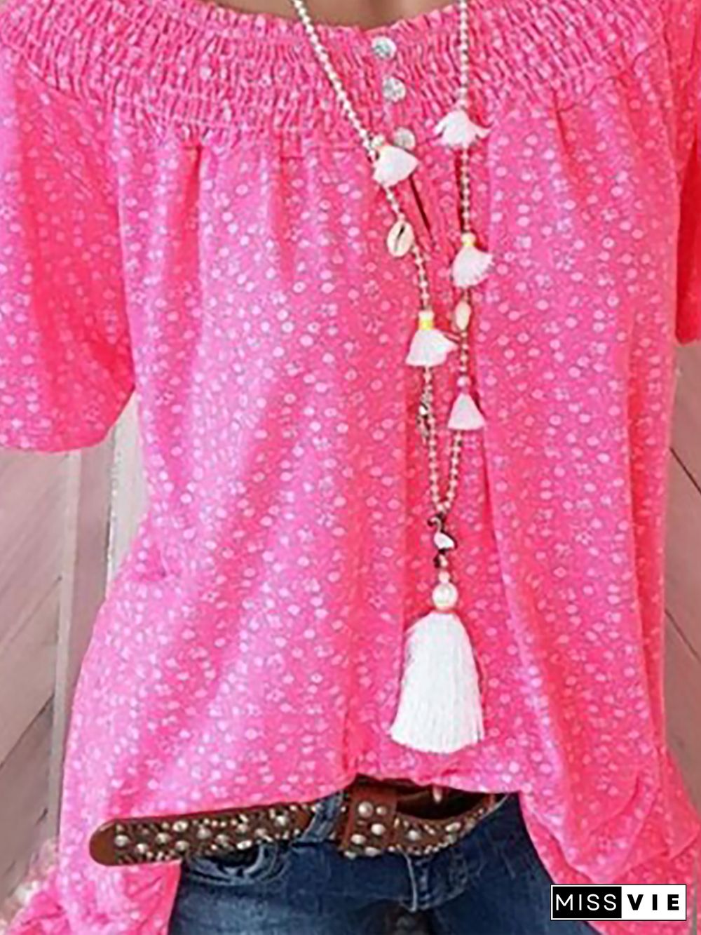 Plus size Polka Dots Short Sleeve T-shirt