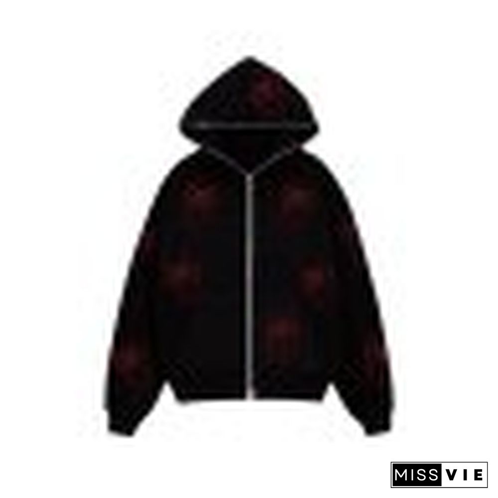 Rhinestone Spider Zip Up Hoodie