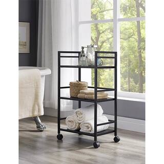 Karl home 4-Wheeled Widen Iron Multi-functional Storage Cart in Black 302589548073