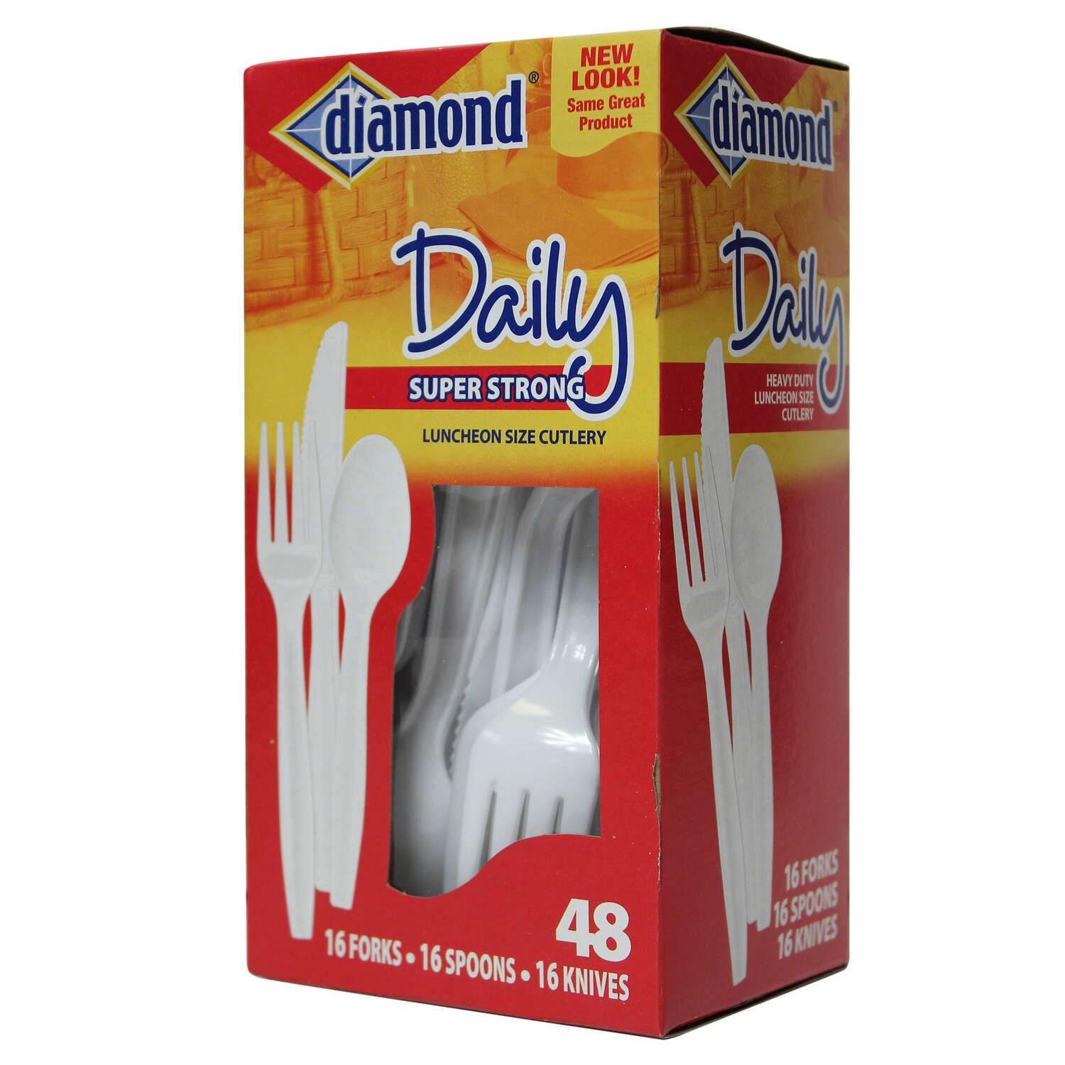 Diamond White Plastic Luncheon Size Heavy Duty Cutlery 48 pk