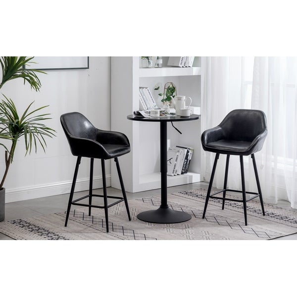 Bucket Upholstered Dark Accent Barstool Chair (Set of 2)