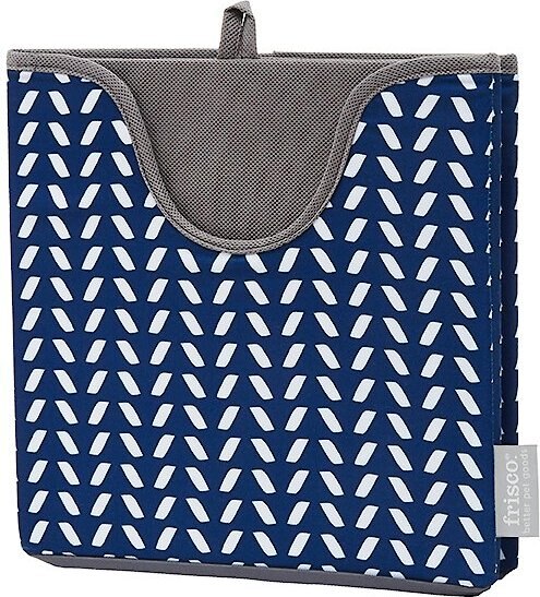 Frisco Square Collapsible Pet Toy Storage Bin， Navy Herringbone