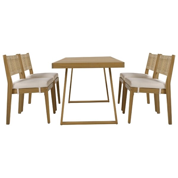 MERAX Multiperson Outdoor Acacia Wood Dining Table and Chair Set