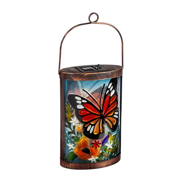 Evergreen Enterprises Monarch Butterfly Solar Glass Lantern