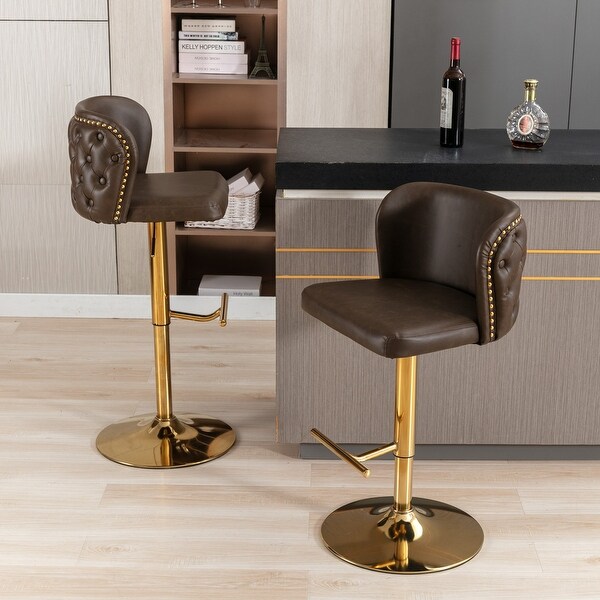 Swivel Barstools Adjusatble Seat Height， Modern PU Upholstered Bar Stools