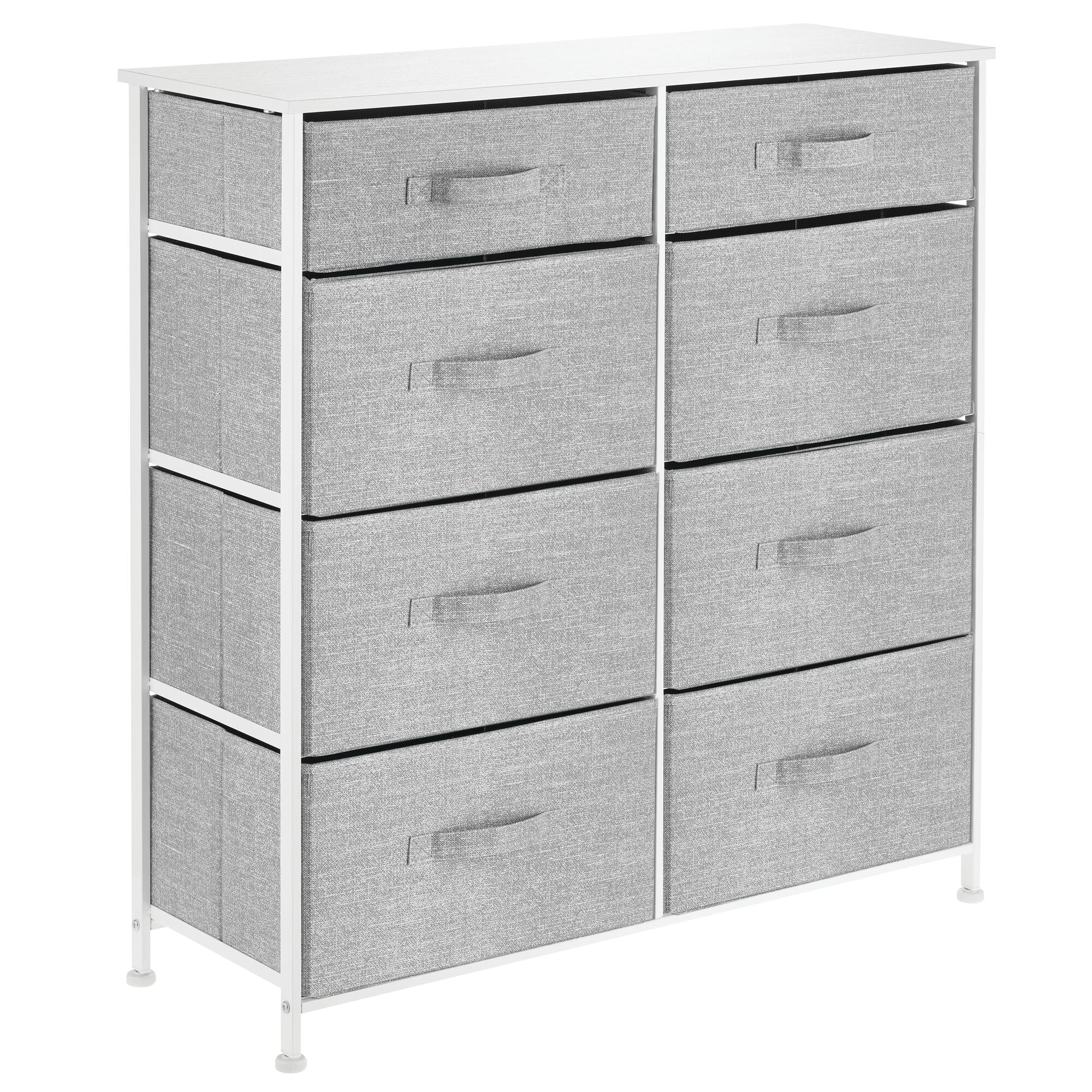 mDesign Tall Steel Frame/Wood Top Storage Dresser Furniture Unit with 8 Slim Removable Fabric Drawers, Large Bureau Organizer for Bedroom, Living Room, Closet - Lido Collection, Gray