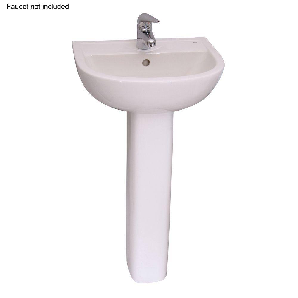 Barclay Products Compact 450 18 in. Pedestal Combo Bathroom Sink with 1 Faucet Hole in White 3-531WH