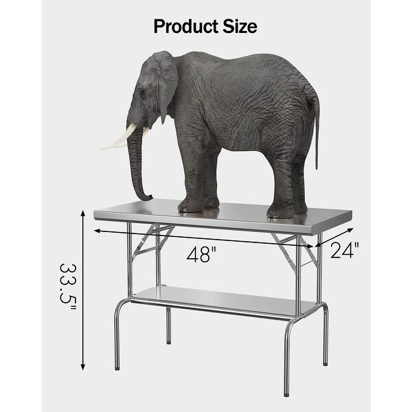 Stainless Steel Folding Table 48 x 24 in，NSF Commercial Portable Prep Table with Adjustable Undershelf