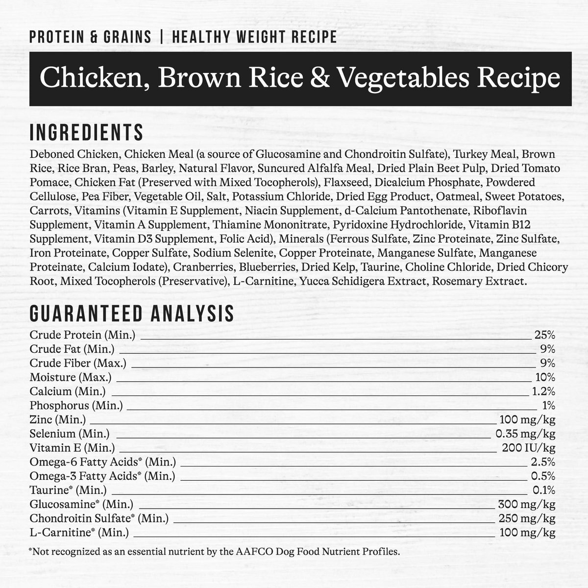 American Journey Protein and Grains Healthy Weight Chicken， Brown Rice and Vegetables Recipe Dry Dog Food