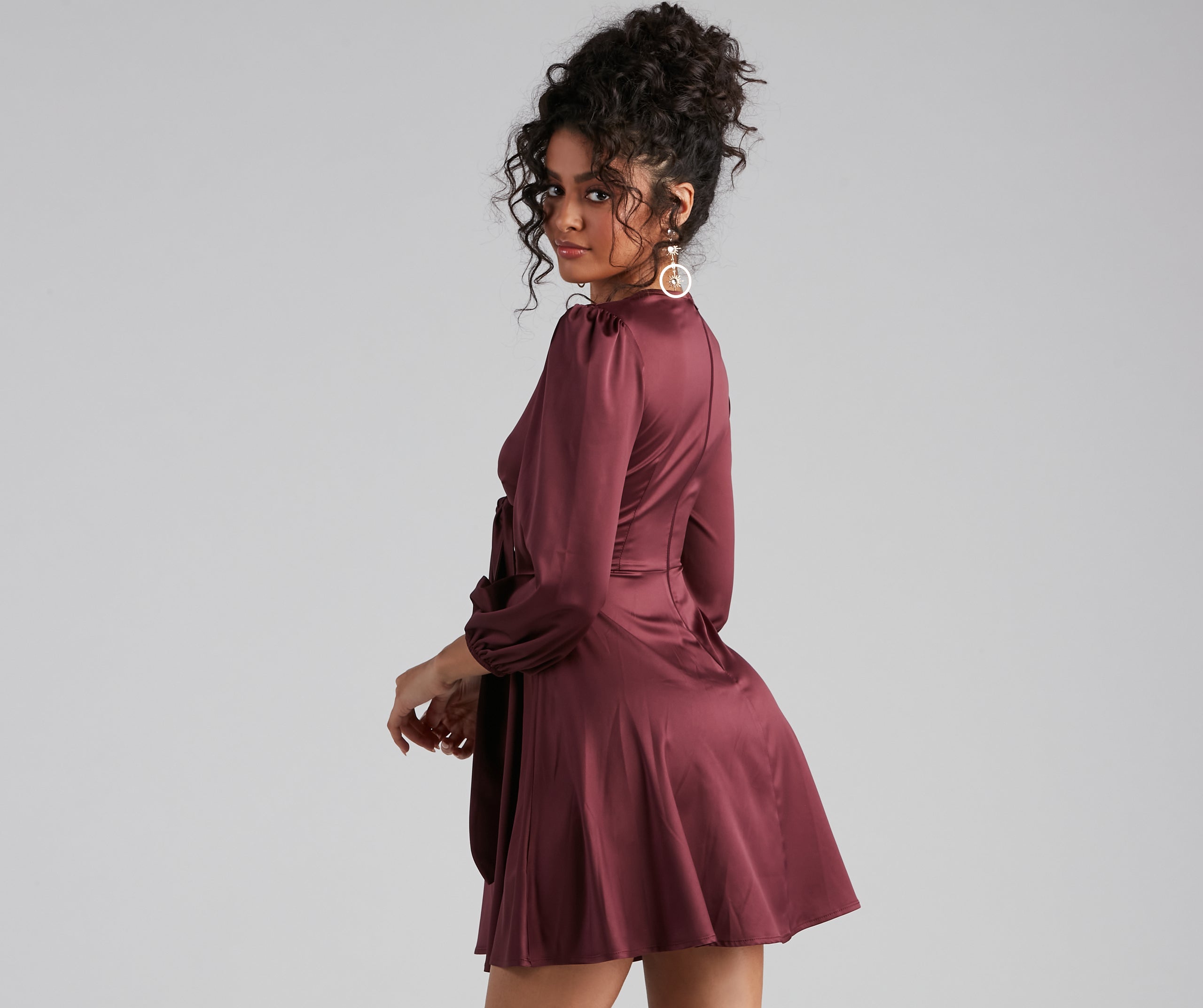 Sleek Satin Tie-Front Mini Dress