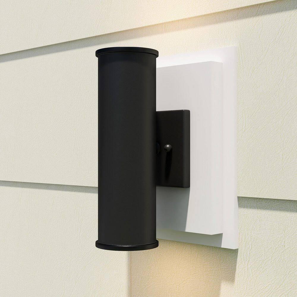 Pia Ricco Black LED Outdoor Wall Lantern Sconce with Up-Down Light Output 1JAY-15763