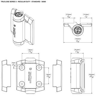 Tru-Close DD 2-78 in. x 3-34 in. Black Self-Closing Metal Gate Hinge (2-Pack) 50580