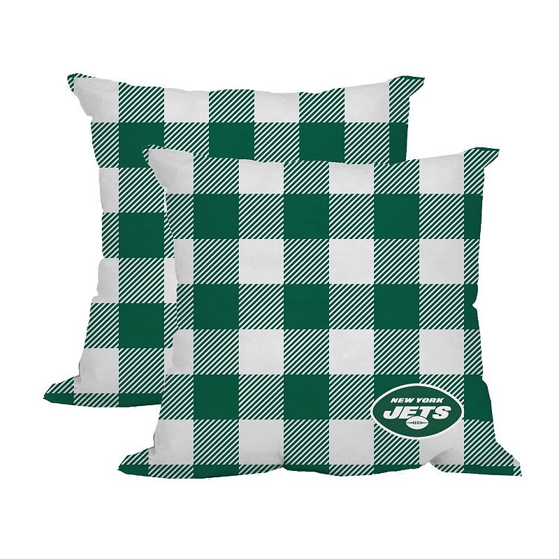 New York Jets 2-Pack Buffalo Check Plaid Outdoor Pillow Set