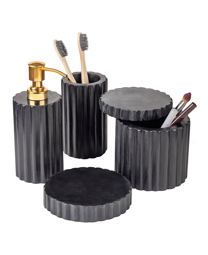 GAURI KOHLI Roksana Black Marble Bath Accessories Set of 4