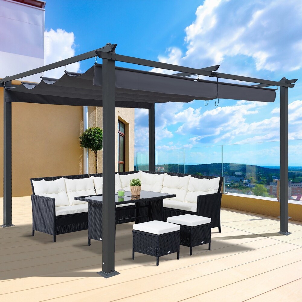 13 x 10 Ft Outdoor Retractable Gazebo with Adjustable Sling Canopy