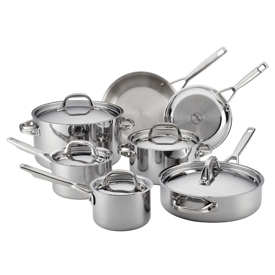 Anolon Tri-Ply Clad Stainless Steel 12pc Cookware Set