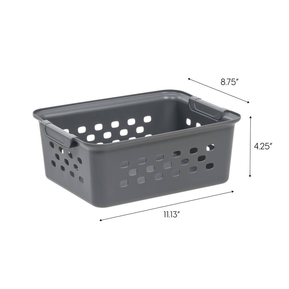 IRIS 7 qt. Small Organizer Storage Basket Gray 500225