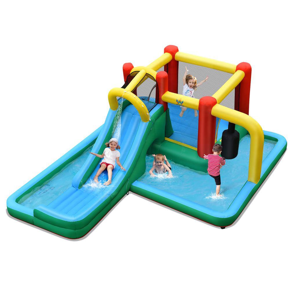 Costway Fabric Slide Water Park Climbing Bouncer Pendulum Tunnel Game without Blower OP70801