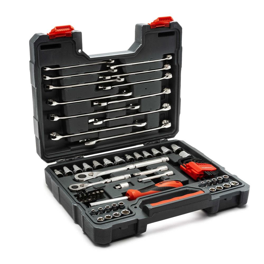 70 Pc 1/4 and 3/8 Drive 6 and 12 Point Standard SAE/Metric Mechanics Tool Set