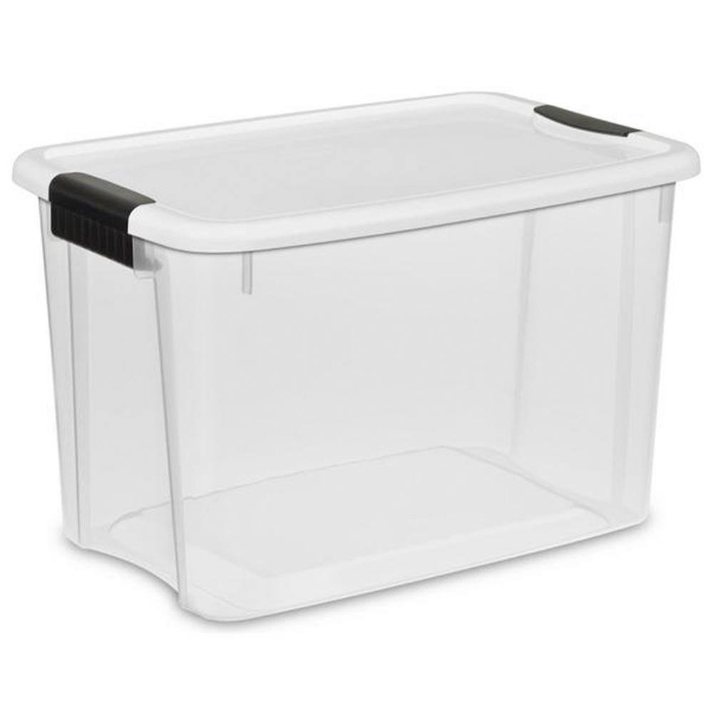 Sterilite 30 Qt. Ultra-Latch Storage Box with White Lid and Clear Base (12-Pack) 12 x 19859806