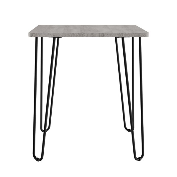 End Table with Hairpin Legs- Modern Industrial Style Decor， Woodgrain-Look and Steel Accent Furniture by Lavish Home