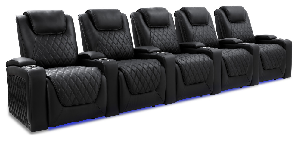 Valencia Oslo Luxury Edition Leather Home Theater Seating Row of 5 Onyx   Theater Seating   by E VISION INTL INC.  Houzz