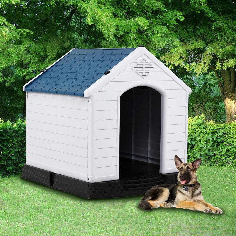 WELLFOR 30.5 in. W x 33.5 in. D x 33 in. H Indoor Outdoor Plastic Waterproof Ventilate Pet Dog House - Medium PS-HWY-7065-M