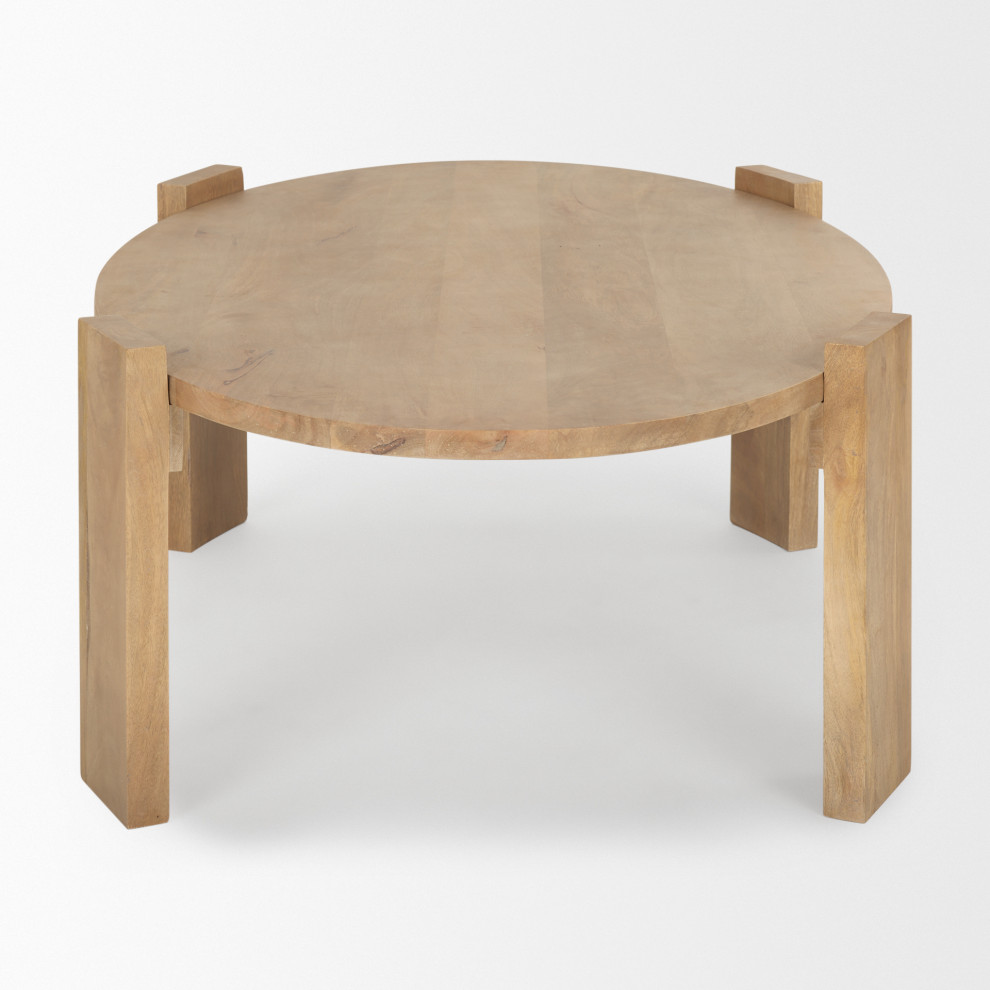 Evelyn Light Brown Solid Wood Oval Coffee Table   Modern   Coffee Tables   by Mercana  Houzz