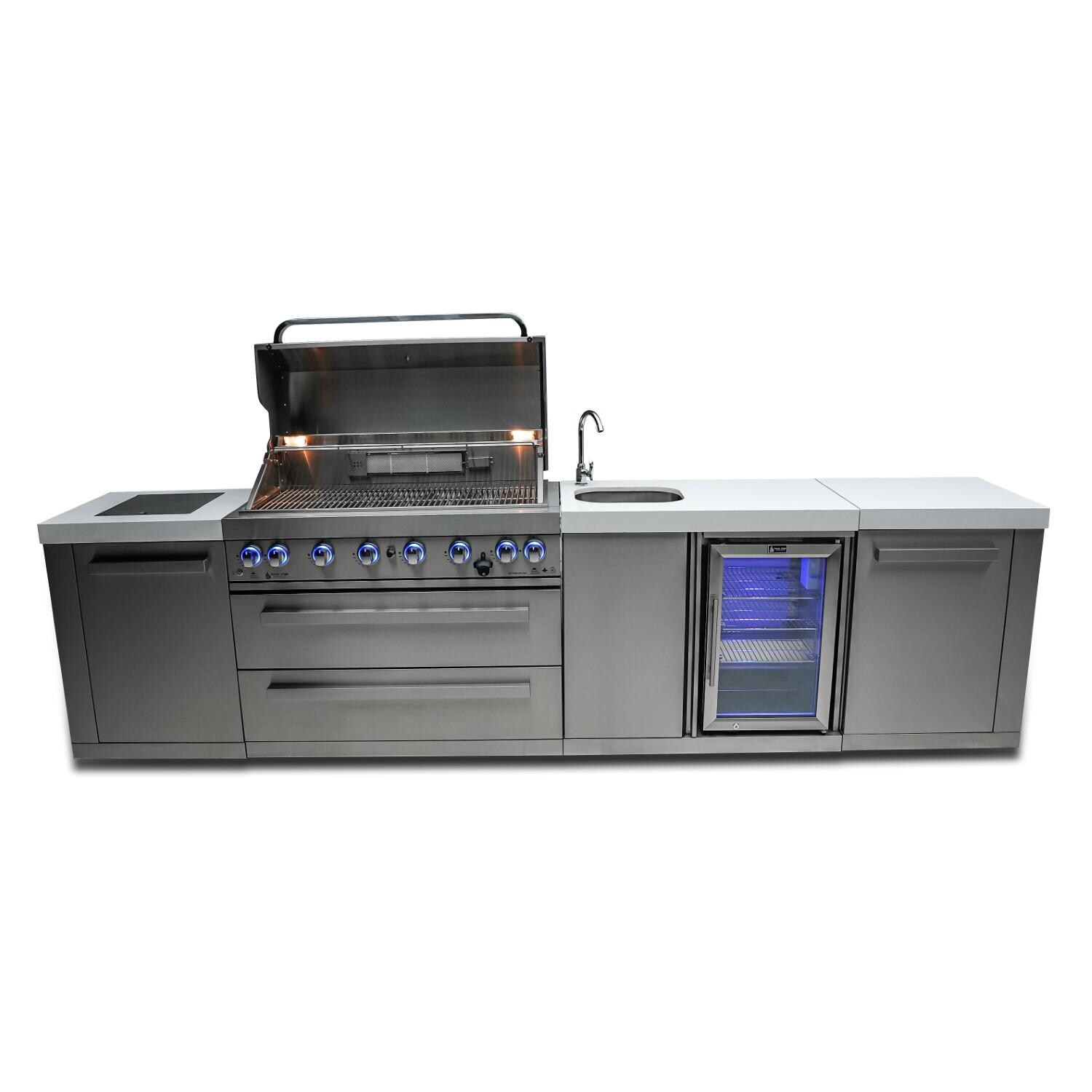 Mont Alpi 805 Propane Gas Island Grill W/ Beverage Center and Infrared Side Burner