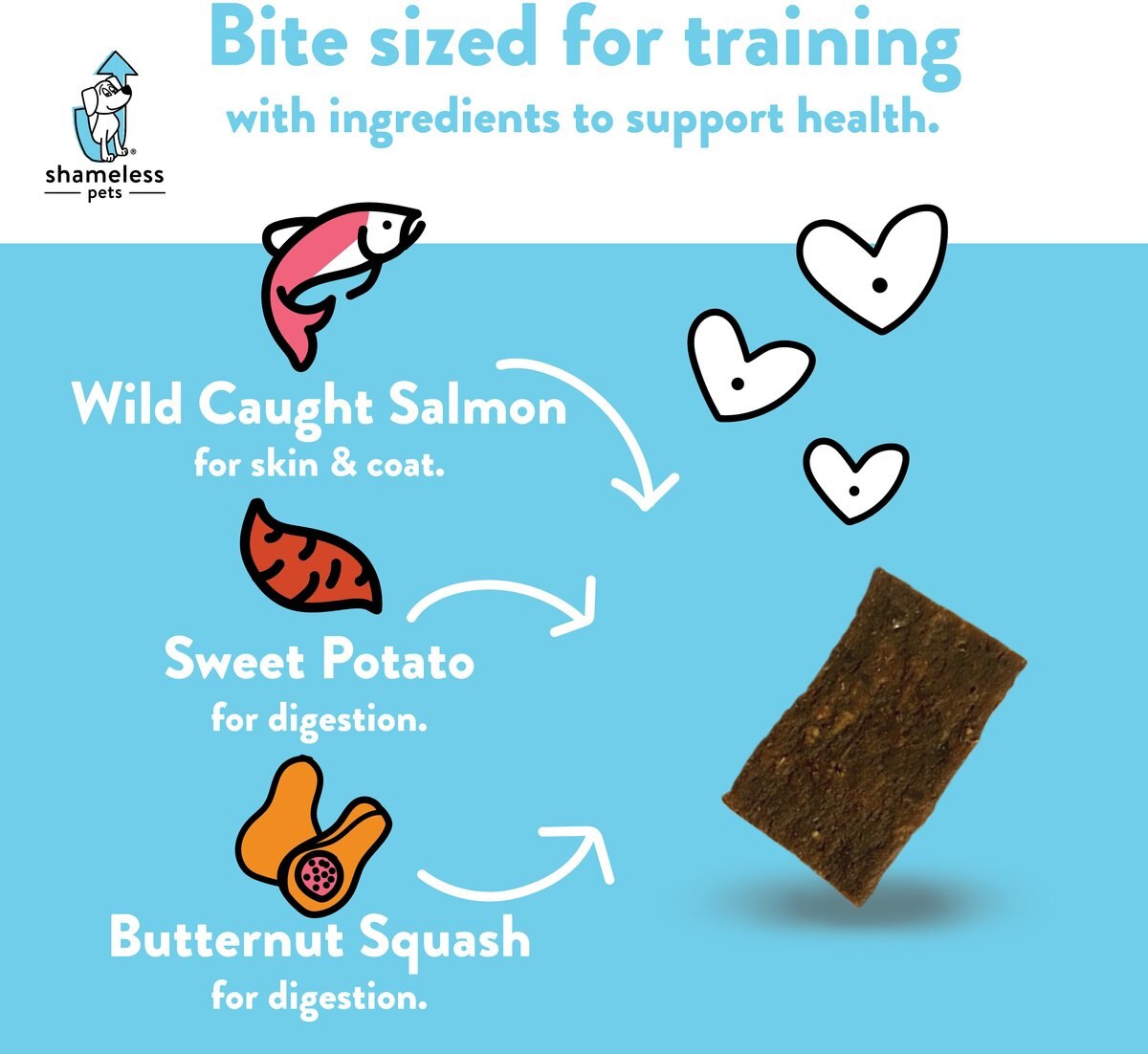 Shameless Pets Salmon Says Butternut Recipe Jerky Dog Treats， 5-oz bag