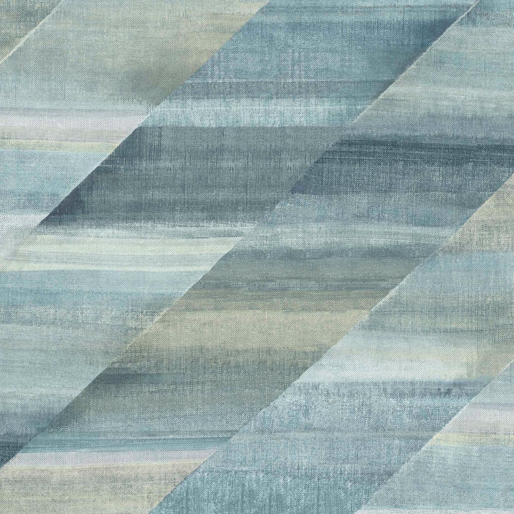 Rainbow Diagonals Wallpaper in Steel Blue and Stone from the Boho Rhapsody Collection by Seabrook Wallcoverings