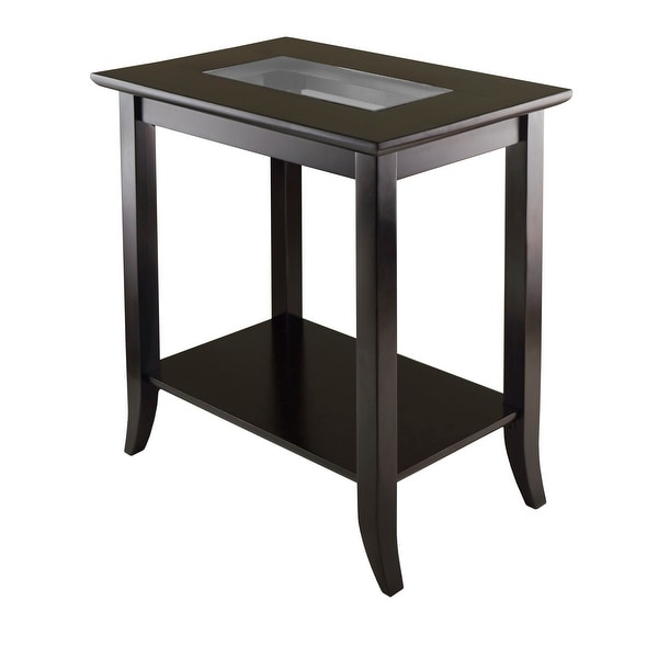 Skyline Decor Genoa Rectangular End Table with Glass Top and shelf