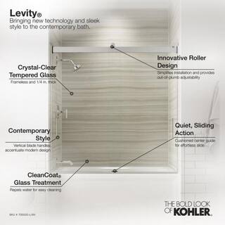 KOHLER Levity 59.625 in. W x 59.75 in. H Frameless Sliding Tub Door with Handles in Anodized Dark Bronze 706002-L-ABZ