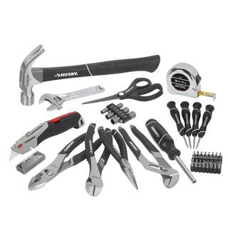 Husky 60-Piece Home Repair tool set Bundled with Headlamp and Knee Pad 90658