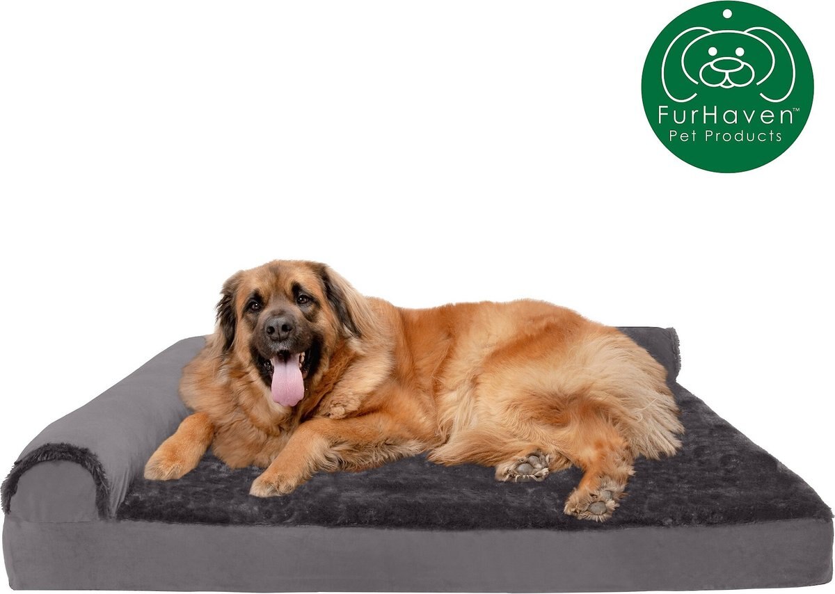 FurHaven Plush Deluxe Chaise Orthopedic Cat and Dog Bed w/Removable Cover