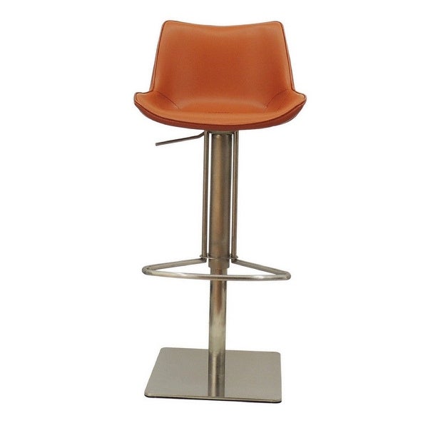 Cid 21-31 Inch Adjustable Counter Bar Stool， Vegan Leather， Swivel， Orange - 18L x 19.7W x 42H Inches