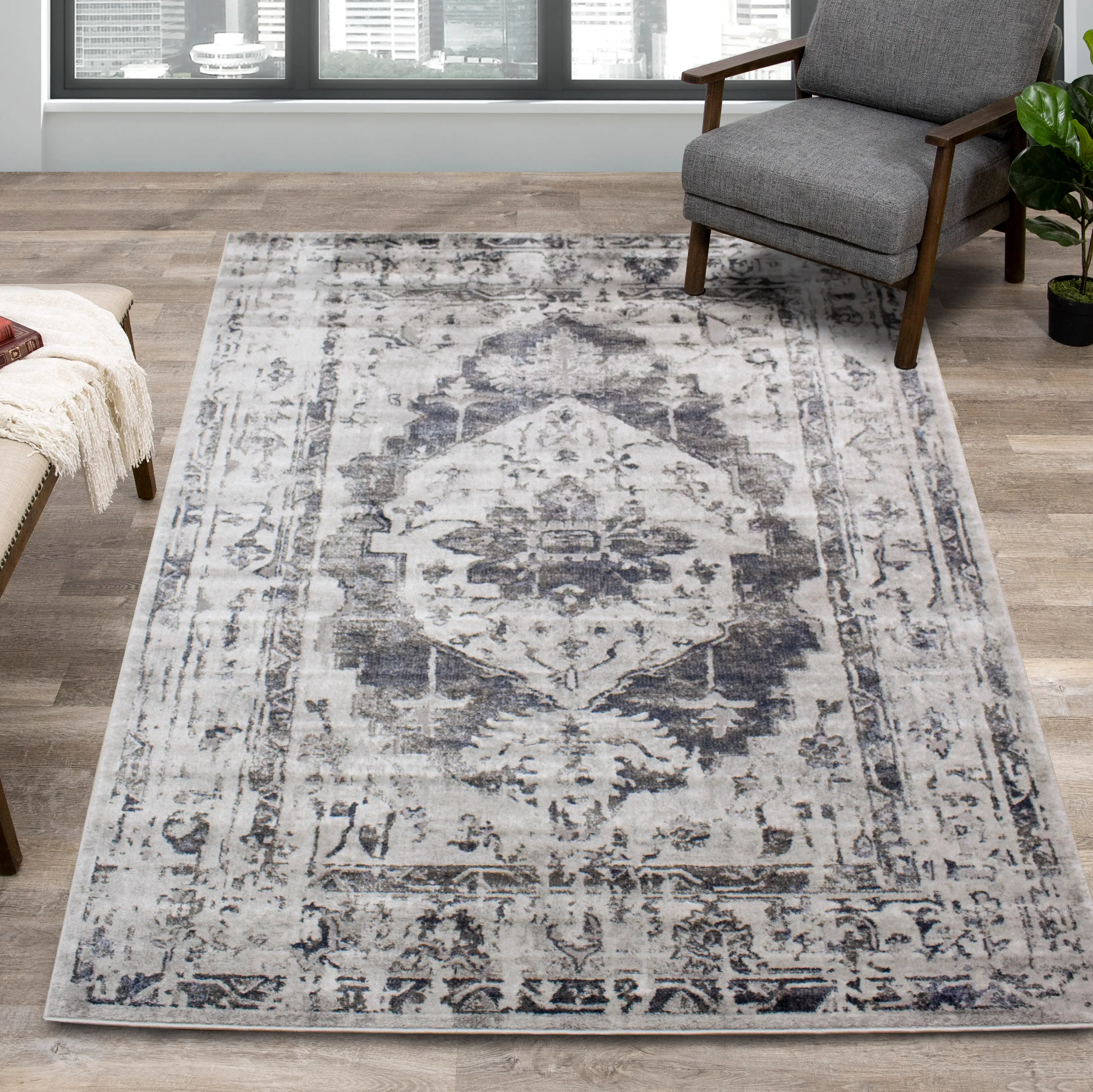 Chorus 5 x 8 Elegant Gray Blue Area Rug