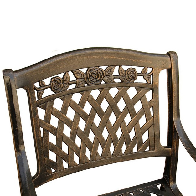 Traditional Mesh Lattice Aluminum Round Table Uv resistant Bronze Finish Oakland Living