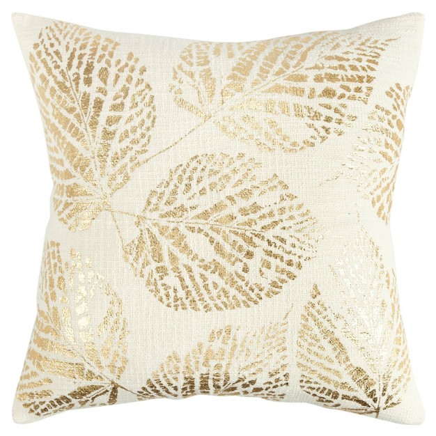 Oversize Poly Filled Leaves Square Throw Pillow Gold Rizzy Home