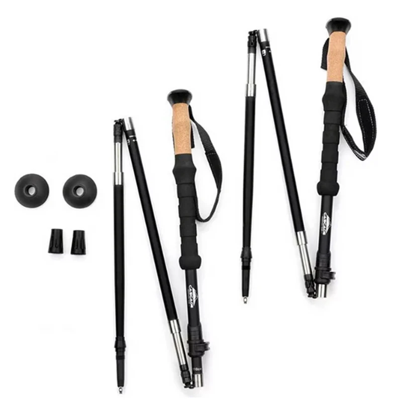 Hot Sale RTS Light 3 sections 3K telescopic tracking hiking stick trekking poles carbon fiber for outdoor camping