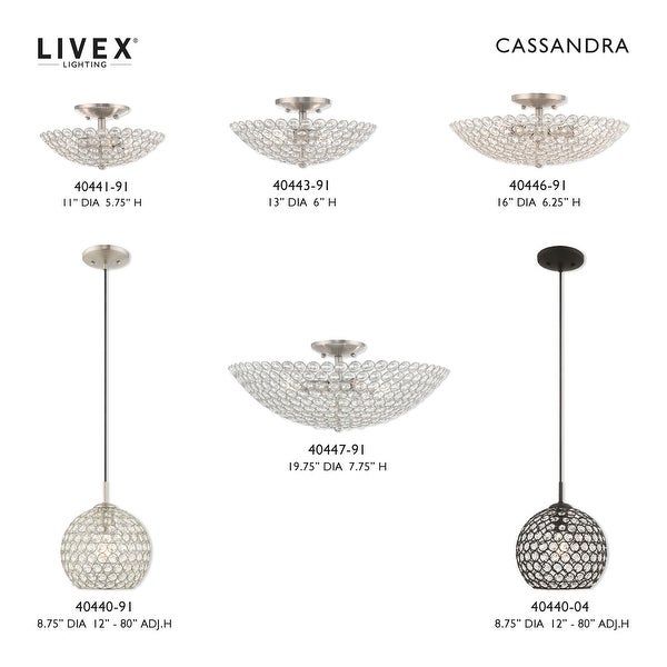 Livex Lighting Cassandra 2 Light 13 Wide Semi-Flush Bowl Ceiling