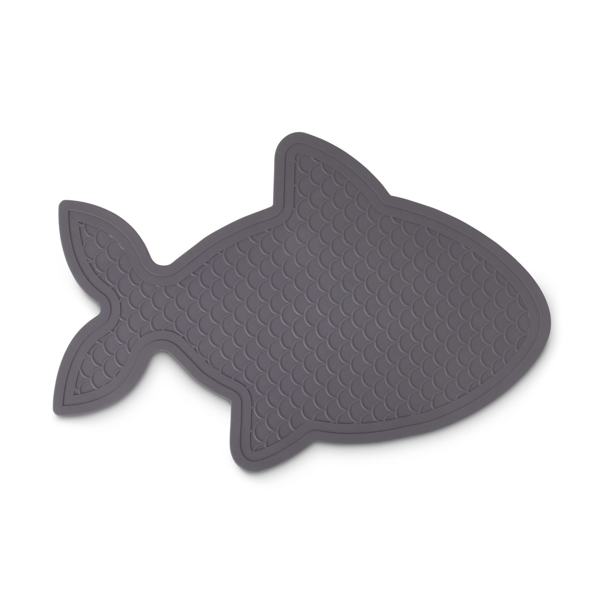 Harmony Fish-Shaped Rubber Grey Placemat for Cats， 20