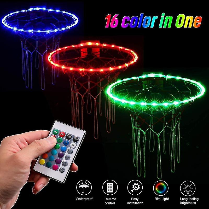 Led Basketball Hoop Lights， Remote Control Basketball Rim Led Light， 16 Color Change By Yourself， Wa