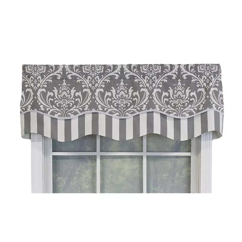 RLF Home Ozbourne Glory Valance Rod Pocket， Layered， Trimmed.