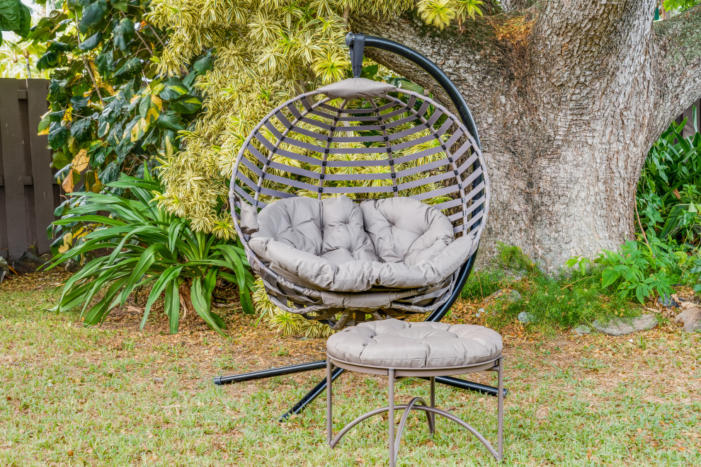 66H x 40W x 43D Beige Modern Hanging Ball Chair With Cushion   Transitional   Hammocks And Swing Chairs   by IDEAZ International  LLC  Houzz