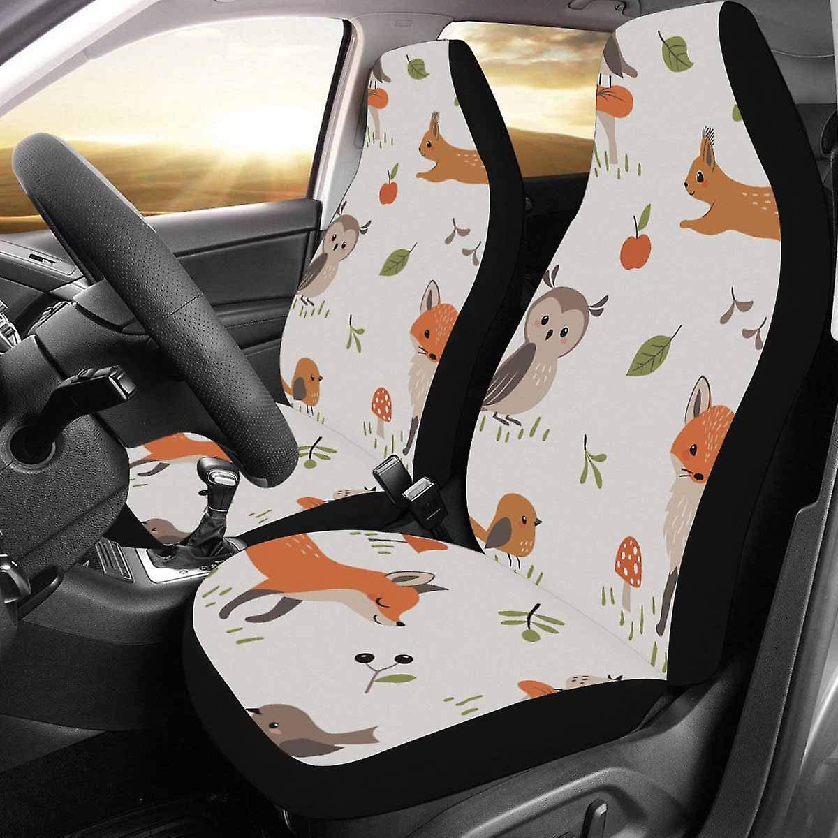 Set Of 2 Car Seat Covers Cute Forest Mushrooms Berries Leaves Universal Auto Front Seats Protector Fits For Car，suv Sedan，truck